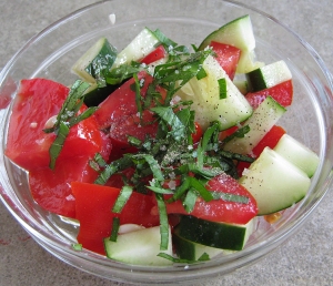 tomato, cucumber and basil salad